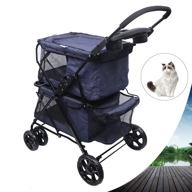 Cochecito de 4 ruedas cochecito de perro para perros pequeños y medianos gatos Load 15kg