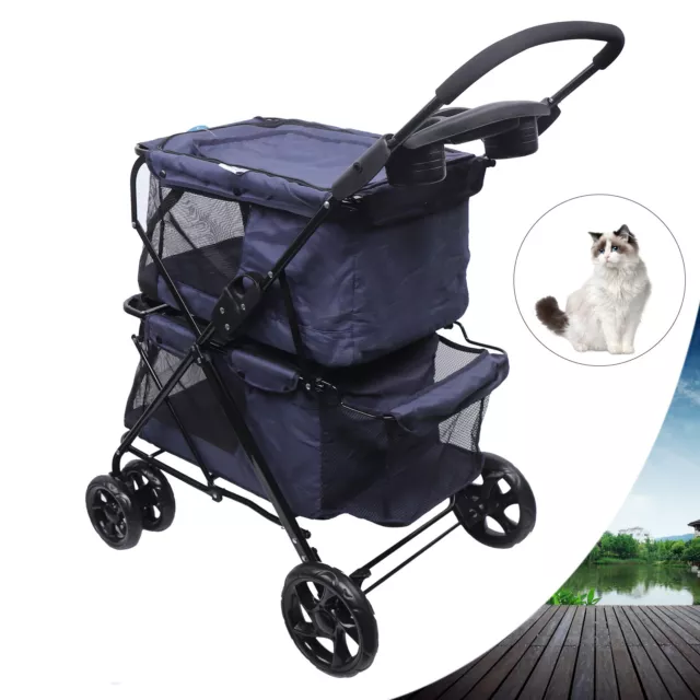 Poussette pour animaux de compagnie  4 Roues Jog Léger Marche de Rangement
