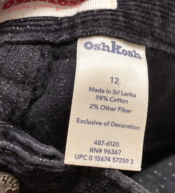 Pantaloni in velluto a coste OshKosh neri scintillanti misto cotone elasticizzati 12 anni cavi Y2K 5