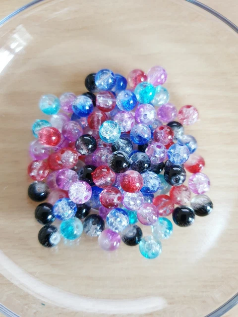 Zweifarbige Crackle Glasperlen zum Basteln/Schmuckherstellung Rund Ø 6mm