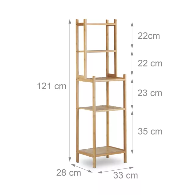 Estantería baño bambú con 5 compartimientos estante cocina madera, estante pie 2