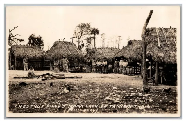 Postcard FL Florida Chestnut Billy Seminole Indians Tamiami Trail RPPC Photo H28