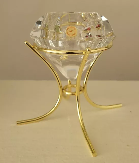 Bleikristall Votive Candle and Holder 24% Lead Crystal Diamond Shaped Germany