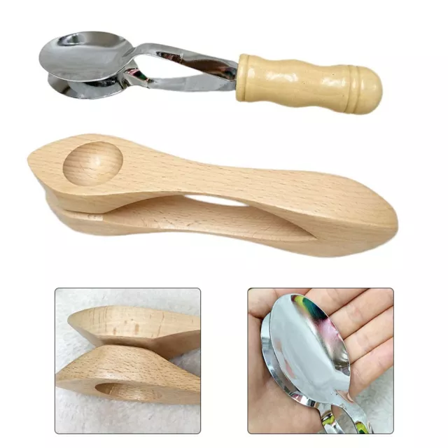 Traditional Percussion Spoons 2 Wooden Musical Spoons with Wooden Handle