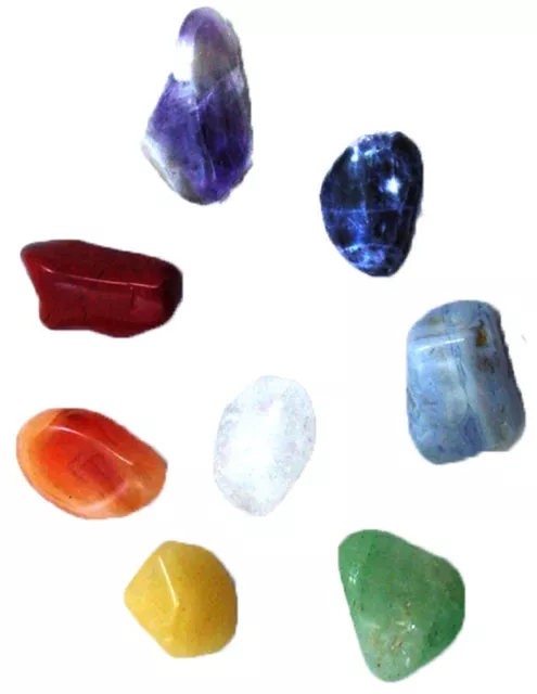 8 sets  8 chakra natural stone healing kit + stone chart & palm stone  3700P_8