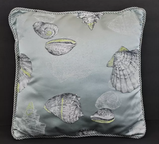 Nautical Starfish Seashell Decorative Throw Pillow Blue Gray Yellow Beach Decor