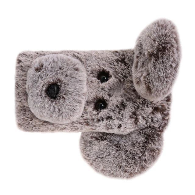 Doux chien en peluche à motifs cas de téléphone mignon mode hiver garder 3