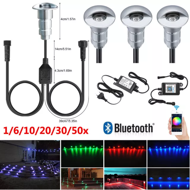 1-50x RGB WIFI Bluetooth LED Einbaustrahler Außen Beleuchtung Terrasse Spot 26m