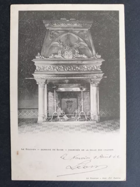 cpa 02 LE NOUVION EN THIÉRACHE Domaine de Guise CHEMINÉE de la SALLE des CHASSES