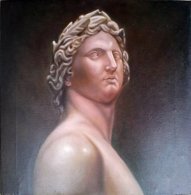 DIPINTO OLIO SU Tela Apollo Che S'incorona EUR 180,00 - PicClick IT