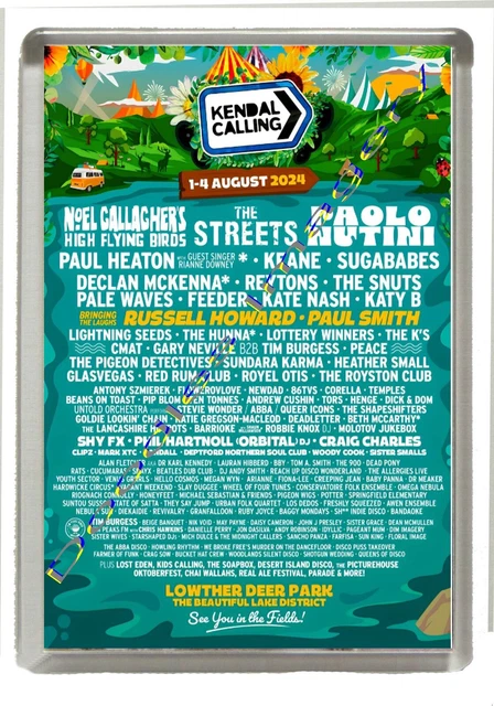 KENDAL CALLING - Musikfestival 2024 Line Up Kühlschrankmagnet groß 90mm ...