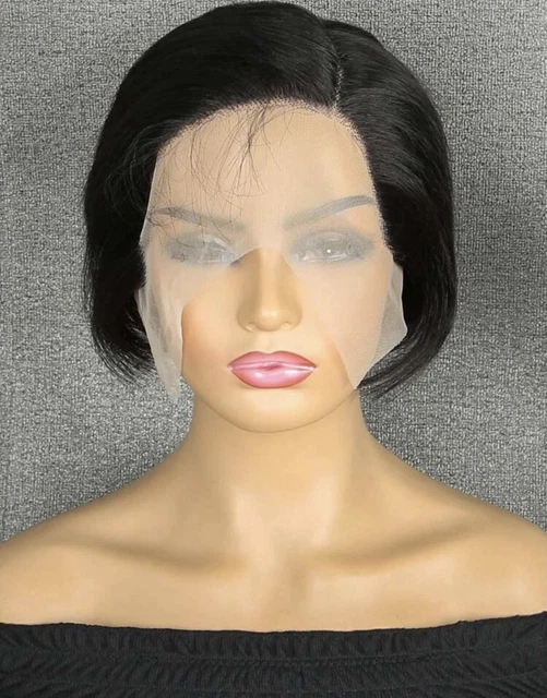 Perruque Cheveux Humains Noirs Lisses 10 Pouces - Dentelle 4x4 Lace Frontal | Neuf Sans étiquette