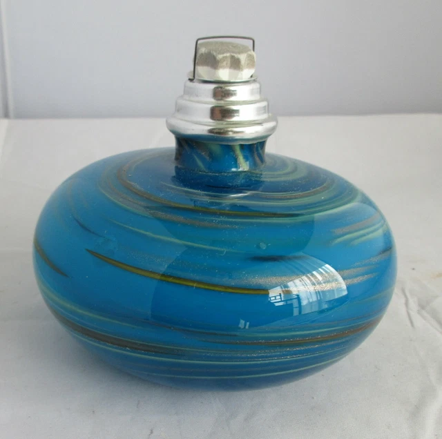 Beautiful Mid Century Modern Internally Decorated   Art Glass Murano Oil  Lamp