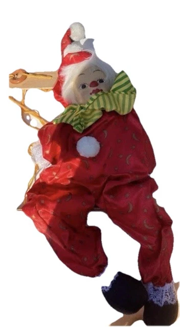 Grande Figurine Clown Sur Balançoire – 60 Cm, Céramique Multicolore, Décoration Vintage