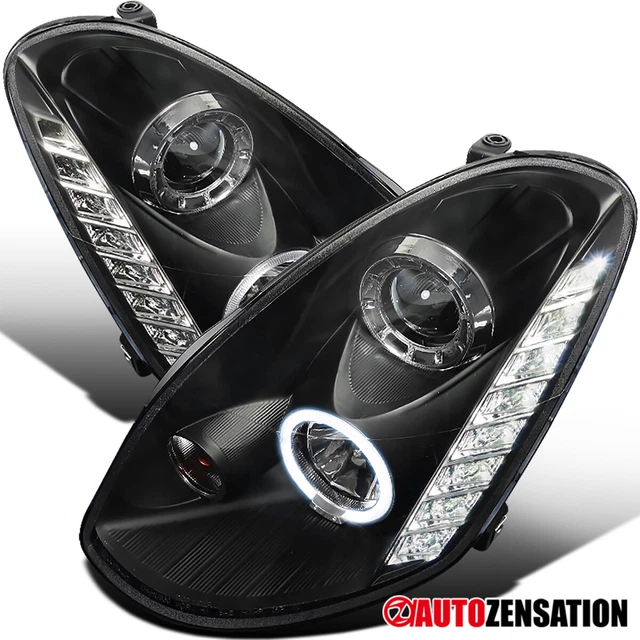 Fit 2005-2006 Infiniti G35 Sedan [LED Strip] Projector Headlights Lamps Black