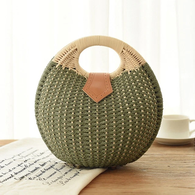 Handbag Rattan Green Handbags Women Straw Purses Women Wallet 10
