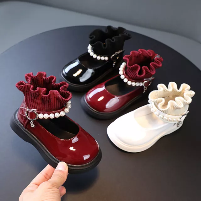 Scarpe principessa neonato bambini bambine stivali in pelle scarpe di lana perla