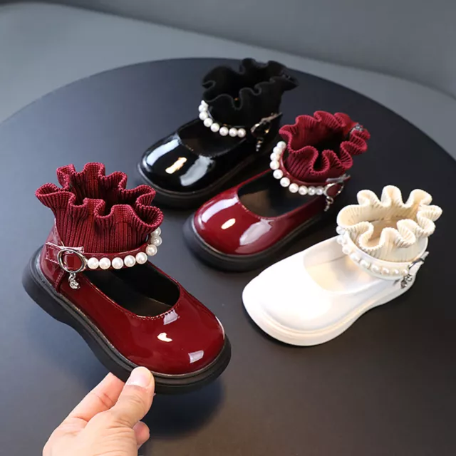 Toddler Infant Kids Baby Girls Princess Shoes Leather Boots Pearl Woolen Shoes