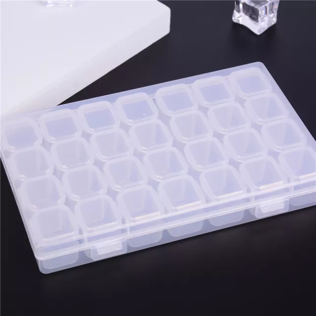 28 Slots Nail Art Storage Box Plastic Transparent Display Case Organizer Hol#km