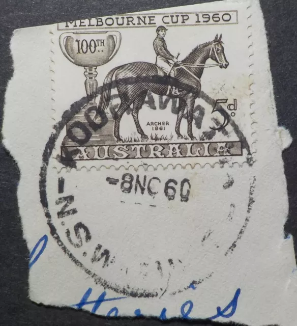 1960 Koorawatha.NSW.CDS Postmark on piece.5d Melbourne Cup(LotE424p)