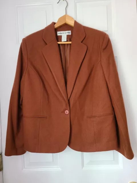 Adolpho Studio - Women’s Brown One-Button 100% Wool Blazer Jacket - Size 12P