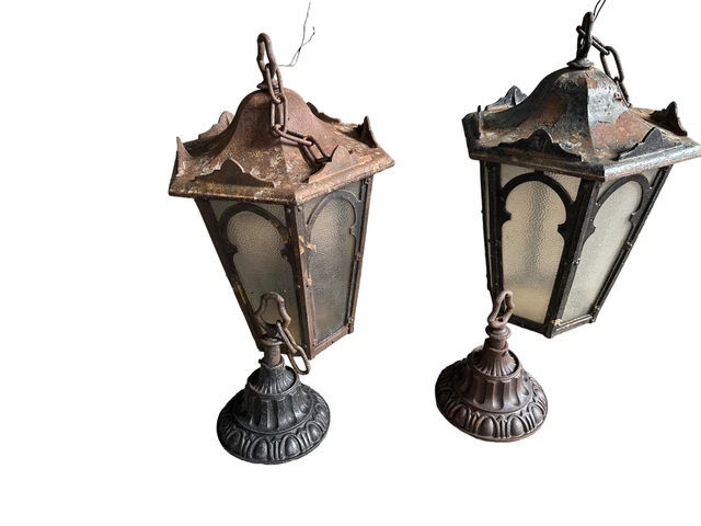 Large and Heavy Antique 1920s Gothic Victorian Chandelier Light Fixture  Pendant