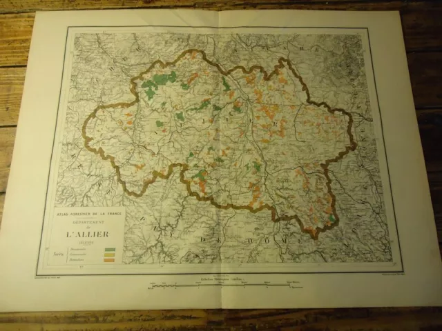 Carte 63 X 48 Atlas Forestier 1889 L'allier Montlucon Moulin Montmarault Cerilly