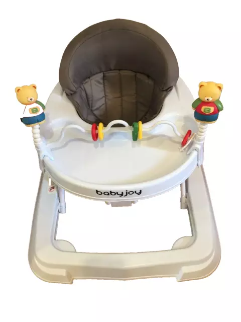 Baby Joy Walker Foldable Adjustable w/ Toy Bar High Back Seat Gray