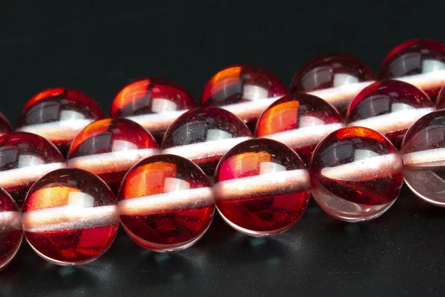 Red Mystic Aura Quartz Beads Round Loose Beads 8/10MM