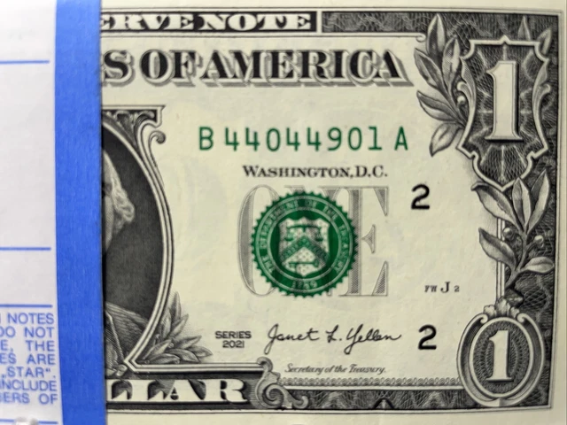 WOW $1 2021   1 FEDERAL RESERVE NOTE  - B/A BLOCK (fw) (NEW YORK “B” ) UNC CON