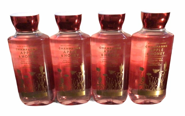 4 gel de ducha de manzana y miel Bath & Body Works Champagne 10 fl.oz. Nuevo