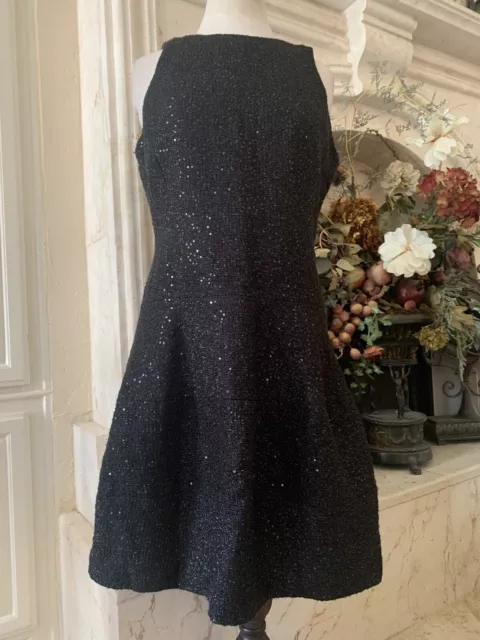 Michael Kors Black  Sequin Fit and Flare Dress  ( Size 10  )