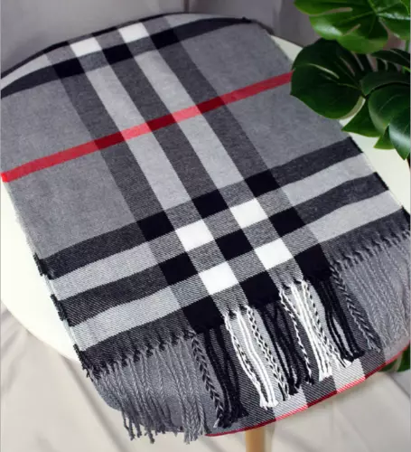 Winter Schal Kariert Karo Wendeschal Dick Warm Tuch Tartan Strickschal Schwarz