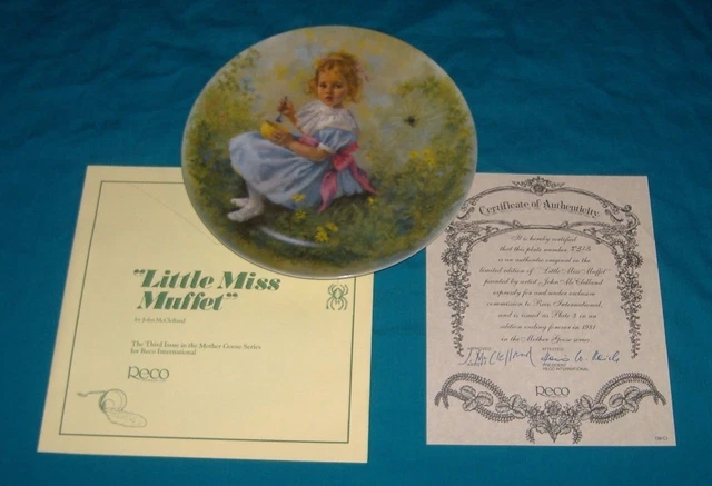 1981 Mother Goose #2 series Collector PLATE Little Miss Muffet ltd ed COA & Box