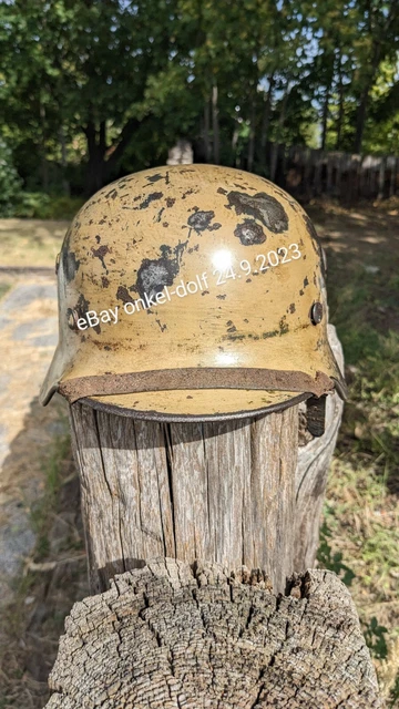 Original Stahlhelm M40 Wehrmacht Luftwaffe Camo Afrika Korps Sandgelbe Tarnung 3