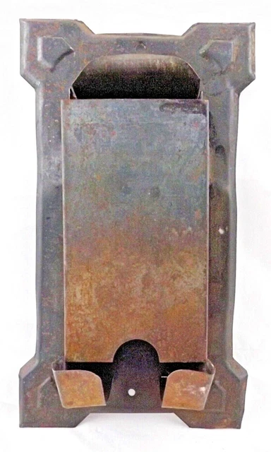 Vintage Black Match Safe Holder Wall Mount Pressed Tin Metal