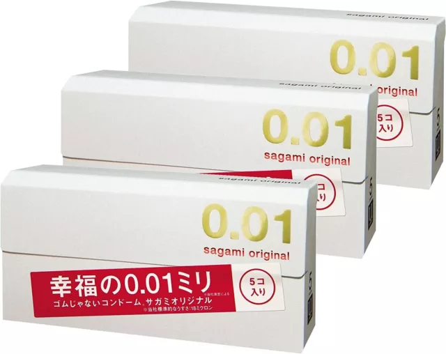 AU STOCK 3 x SAGAMI 001 Japanese Original Ultra Thin 0.01mm Condoms(15 pieces)