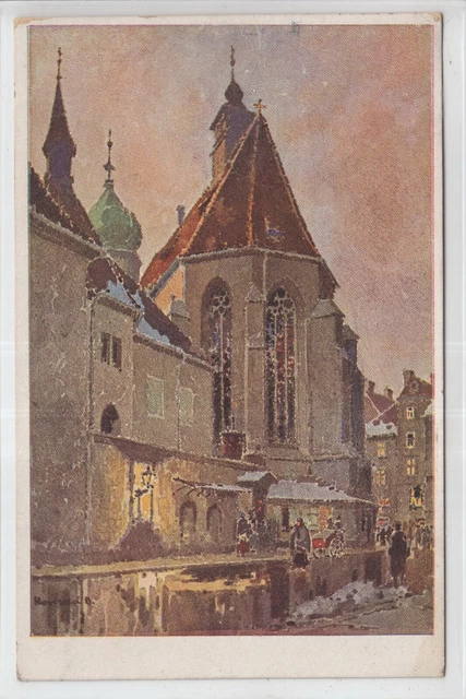 AK Graz, Franziskanerplatz, Künstler-AK 1920, gel. 1921