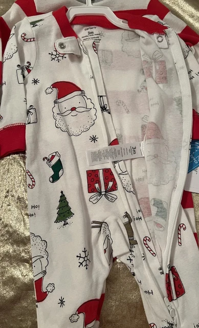 NWT Carters Baby 2-Pack Footed 2 way Zip Christmas Sleepers Infant Size 3 Months 3
