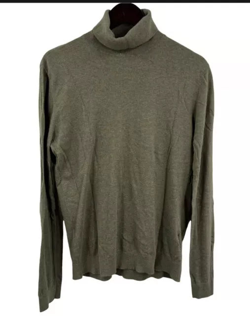 Topman Sweater Mens Extra Large Green Long Sleeve Cotton Pullover Turtleneck