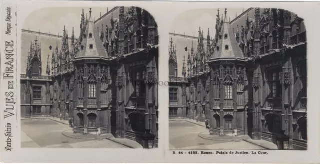 Rouen Palais de Justice La Cour France Photo Stereo Vintage Argentique c1930