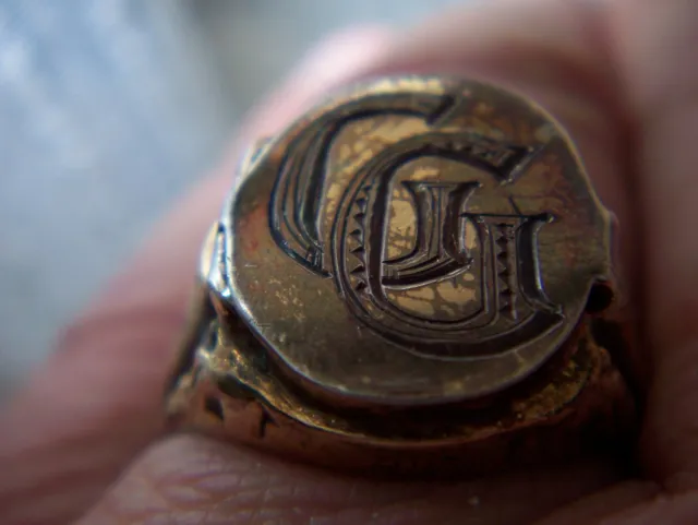 Patriotischer-Medaillon Elite Gift-Ring in 835er Silber mit Monogramm GG 2
