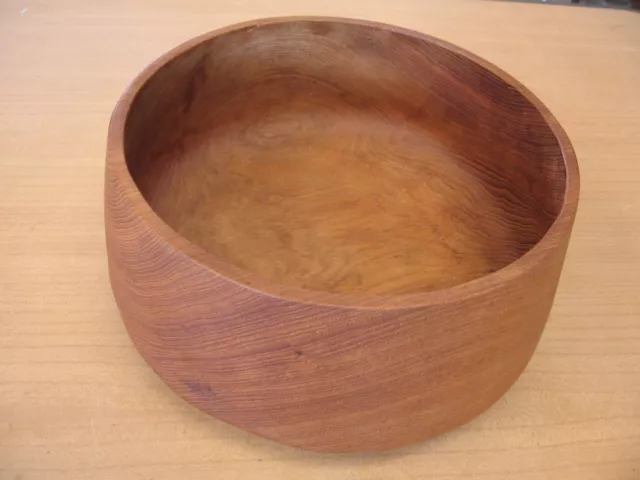 Large Vintage Retro Teak Wood Bowl Mid Century Salad Fruit Hand Made