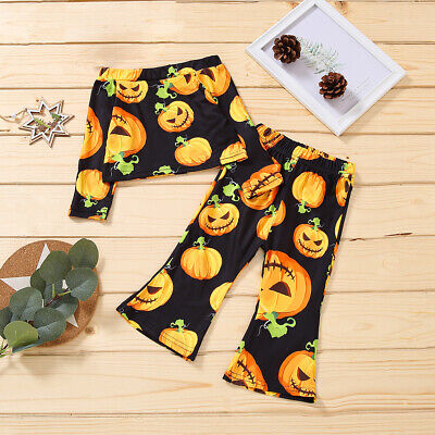 Halloween Per Bambini Baby Girl Clothing ZUCCA Stampa Manica Lunga T-shirt + Flare Pantaloni