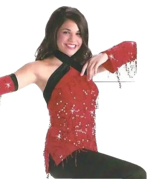 Sizzle Dance Costume TOP ONLY Sequin Criss Cross (no sleeves) Child X-Small USA