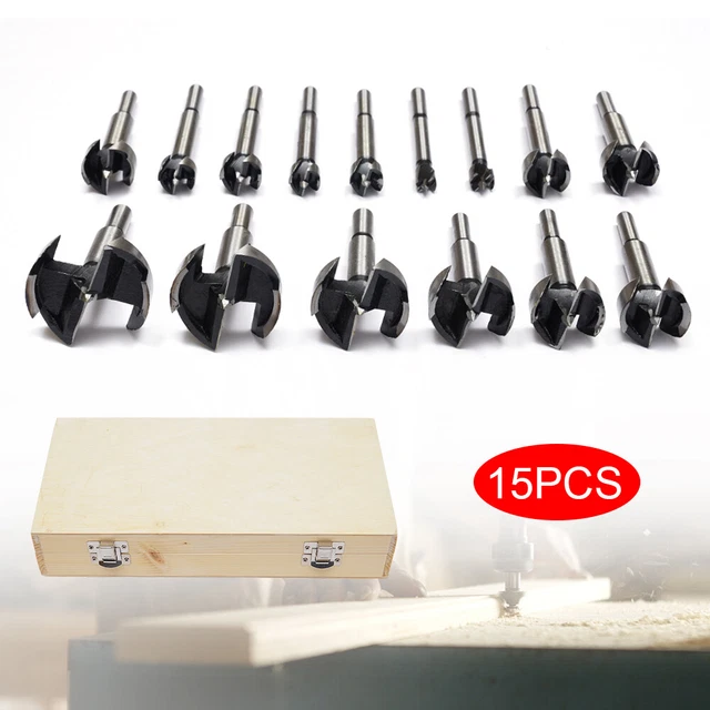 15X FORSTNER WOODWORKING Drill Bit Set Boring Hole Saw Cutter Wood ...