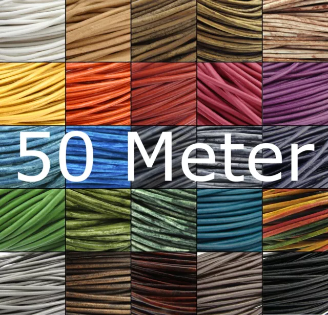 50 metros cordón de cuero Ø 1 / 1,5 / 2 / 3 / 4 / 5 / 6 mm correa de cuero - elección de color