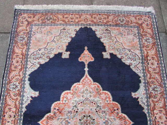 Vintage Worn Tradicional Mano Hecho Oriental Indio Kashmir Azul Tapete 178x120cm 3