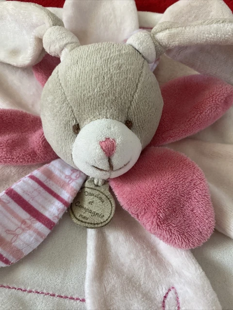 🇫🇷 Doudou Et Compagnie Lapin Celestine Rose Blanc Pétales Excellent Etat 2
