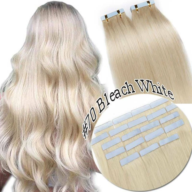 Thick 200g 80pcs Tape In Remy Human Hair Extensions Skin Weft FULL HEAD BLONDE F